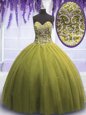 Modern Sweetheart Sleeveless Tulle Quinceanera Dress Beading and Appliques Lace Up