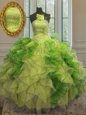 Ball Gowns Quince Ball Gowns Multi-color Strapless Organza Sleeveless Floor Length Lace Up