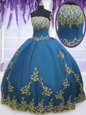 Spectacular Sleeveless Zipper Floor Length Lace and Appliques Ball Gown Prom Dress