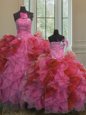 Floor Length Multi-color Quinceanera Dress Organza Sleeveless Beading and Ruffles