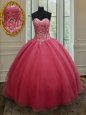 Luxurious Pink Organza Lace Up Sweet 16 Dresses Sleeveless Floor Length Beading and Ruching
