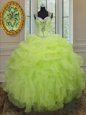 Fashion Sleeveless Beading and Ruffles Lace Up Vestidos de Quinceanera