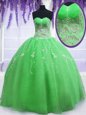 Excellent Sleeveless Organza Floor Length Lace Up Sweet 16 Dress in for with Beading and Embroidery