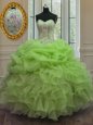 Ball Gowns Ball Gown Prom Dress Apple Green Sweetheart Organza Sleeveless Floor Length Lace Up