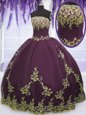 Exceptional Ball Gowns Quince Ball Gowns Purple Strapless Tulle Sleeveless Floor Length Zipper