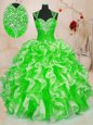 Beautiful Quinceanera Gowns Military Ball and Sweet 16 and Quinceanera and For with Beading and Ruffles Sweetheart Sleeveless Lace Up