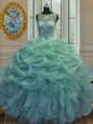 Scoop Sleeveless Organza Quinceanera Dress Beading and Ruffles and Pick Ups Lace Up