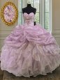 Glamorous Organza Sleeveless Floor Length Quinceanera Dresses and Beading and Ruffles