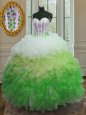 Apple Green Off The Shoulder Neckline Hand Made Flower Sweet 16 Quinceanera Dress Short Sleeves Lace Up