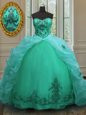 Cute Sweetheart Sleeveless Organza Vestidos de Quinceanera Beading and Appliques and Pick Ups Court Train Lace Up