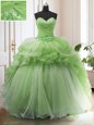 Sweet Lace Up Sweetheart Beading and Ruffled Layers Vestidos de Quinceanera Organza Sleeveless Court Train
