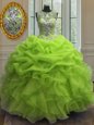 Exquisite Pick Ups Floor Length Quince Ball Gowns Scoop Sleeveless Lace Up