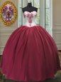 High Quality Floor Length Ball Gowns Sleeveless Burgundy Quince Ball Gowns Lace Up