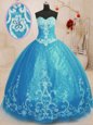 High Quality Sweetheart Sleeveless Lace Up Vestidos de Quinceanera Baby Blue Tulle