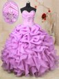 Pick Ups Floor Length Lilac Quince Ball Gowns Sweetheart Sleeveless Lace Up