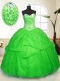Chic Sweetheart Sleeveless Tulle Quinceanera Gowns Sequins and Pick Ups Lace Up