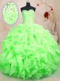 Luxurious Sweetheart Sleeveless Lace Up Quince Ball Gowns Organza