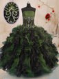 Multi-color Ball Gowns Beading and Ruffles 15 Quinceanera Dress Lace Up Organza Sleeveless Floor Length