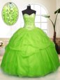 Best Ball Gowns Tulle Sweetheart Sleeveless Sequins and Pick Ups Floor Length Lace Up Quinceanera Dress