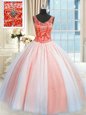 Popular Multi-color Tulle Lace Up V-neck Sleeveless Floor Length 15th Birthday Dress Beading and Sequins