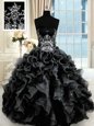 Chic Ball Gowns Sweet 16 Dress Straps Organza Cap Sleeves Floor Length Lace Up