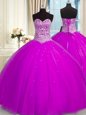 Glittering Sleeveless Beading and Sequins Lace Up Quinceanera Gowns