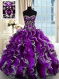 Chic Multi-color Organza Lace Up Sweetheart Sleeveless Floor Length Quinceanera Gowns Beading and Appliques