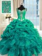 Wonderful Pick Ups Floor Length Ball Gowns Sleeveless Turquoise 15th Birthday Dress Lace Up