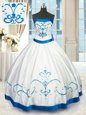 Beautiful White Sleeveless Satin Lace Up Quinceanera Dress for Military Ball and Sweet 16 and Quinceanera
