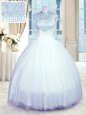 Edgy Baby Blue Sleeveless Beading Floor Length Sweet 16 Quinceanera Dress