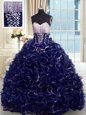 Affordable With Train Navy Blue Quinceanera Gowns Sweetheart Sleeveless Brush Train Lace Up