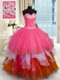 Shining Turquoise Ball Gowns Tulle Sweetheart Sleeveless Beading and Ruffles Floor Length Lace Up 15 Quinceanera Dress