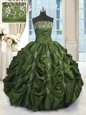 Suitable Pick Ups Ball Gowns Sweet 16 Dress Green Strapless Taffeta Sleeveless Floor Length Lace Up