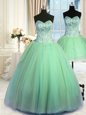 Three Piece Floor Length Sweet 16 Dress Sweetheart Sleeveless Lace Up