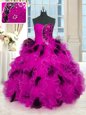 Multi-color Lace Up Vestidos de Quinceanera Beading and Ruffles Sleeveless Floor Length