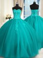 New Arrival Sleeveless Floor Length Embroidery Lace Up Sweet 16 Dresses with Olive Green