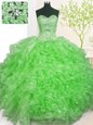 Popular Pick Ups Ball Gowns Vestidos de Quinceanera Sweetheart Organza Sleeveless Floor Length Lace Up