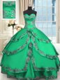 Romantic Ruffled Ball Gowns Vestidos de Quinceanera Turquoise Sweetheart Taffeta Sleeveless Floor Length Lace Up