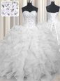 Elegant Sweetheart Sleeveless Organza Sweet 16 Quinceanera Dress Beading and Ruffles Lace Up