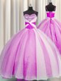 Fuchsia Ball Gowns Spaghetti Straps Sleeveless Organza Floor Length Lace Up Beading and Sequins and Ruching Ball Gown Prom Dress