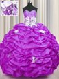 Customized Appliques and Sequins and Pick Ups Quinceanera Dress Lilac Lace Up Sleeveless With Brush Train