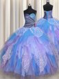 Fantastic Floor Length Multi-color Vestidos de Quinceanera Tulle Sleeveless Beading and Ruching