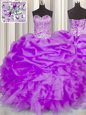 Pick Ups Sweetheart Sleeveless Lace Up Sweet 16 Dress Purple Organza
