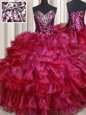 Sweetheart Sleeveless Organza Sweet 16 Quinceanera Dress Beading and Ruffles Lace Up