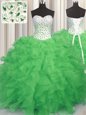 Classical Sleeveless Beading and Ruffles Floor Length Quince Ball Gowns