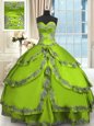 Custom Design Lace Up Vestidos de Quinceanera Beading and Embroidery and Ruffled Layers Sleeveless Floor Length