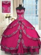 Ruffled Floor Length Wine Red Quinceanera Dresses Sweetheart Sleeveless Lace Up