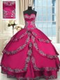 Ruffled Floor Length Wine Red Quinceanera Dresses Sweetheart Sleeveless Lace Up