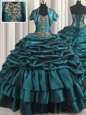Sleeveless Brush Train Lace Up With Train Beading and Appliques and Pick Ups Quinceanera Dresses