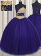 Sweet Royal Blue Sweetheart Neckline Beading and Appliques Sweet 16 Dresses Sleeveless Lace Up